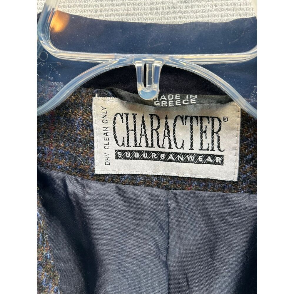 Patchwork Wool Jacket Blue Plaid Zip Front Vtg10 … - image 4